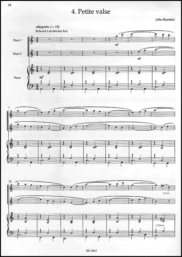 A sample page from The Ensemble Collection 3 : 7 Pieces for 2 Flutes and Piano