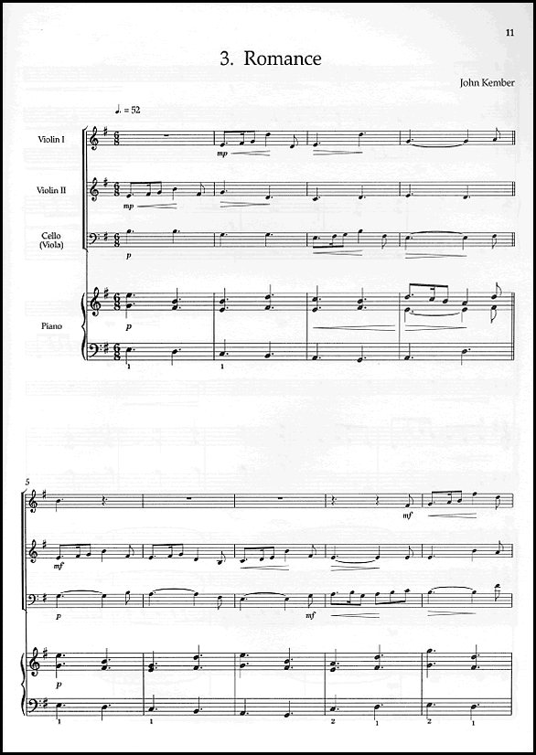 A sample page from The Ensemble Collection 2 : 6 Pieces for 2 Violins, Viola (or cello) and Piano