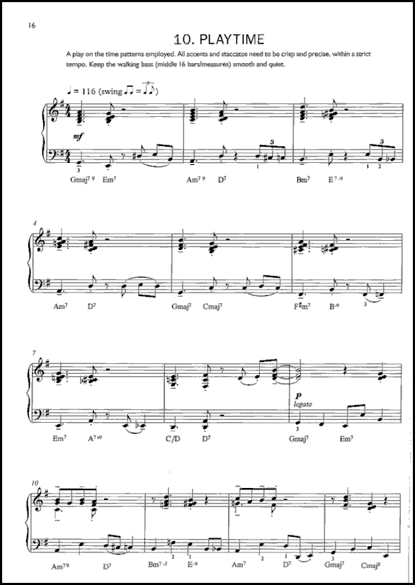 A sample page from Jazz Piano Studies 2