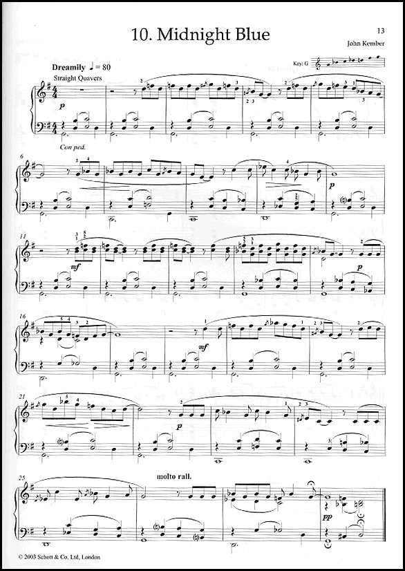 A sample page from Blues Pieces for Piano Solo