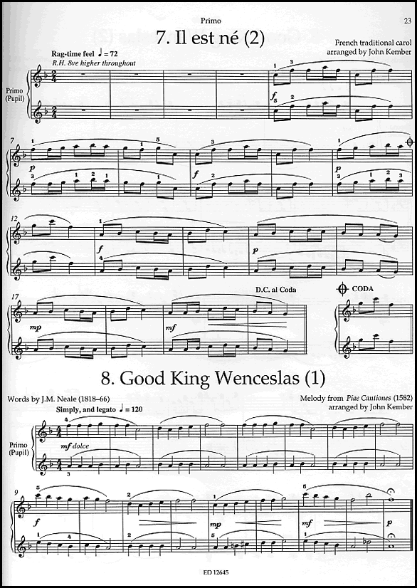 A sample page from 10 Christmas Carols for Piano Duet
