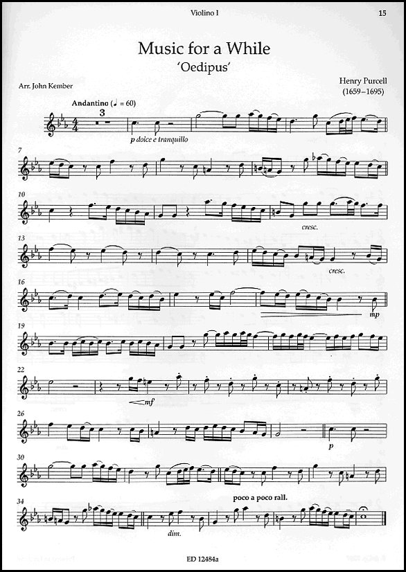 A sample page from Baroque Pieces for String Quartet